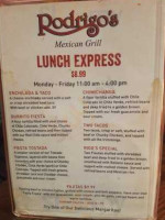 Rodrigo’s Mexican Grill menu