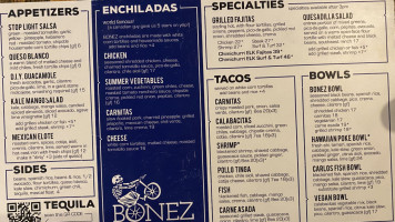Bonez menu