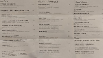 Velvet Buffalo Modern Italian menu