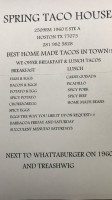 Spring Taco House menu