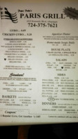 Paris Grill menu