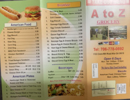 A To Z Grocery And Chinese Cuisine menu