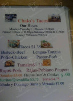Chalo's Tacos menu