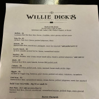 Willie Dick's First Street Tap menu