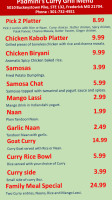 Padmini's Curry Grill At Westview menu