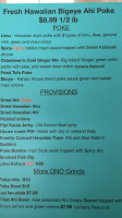 Kahiau Jerky Poke Provisions menu