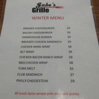 Gabes Grill menu