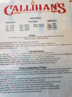 Callihans menu