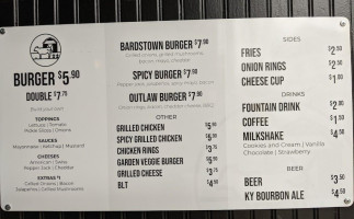 Bardstown Burger menu