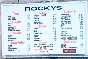 Rocky's menu