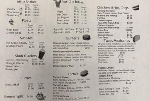 Salvador’s Tacos Ice Cream Shoppe menu