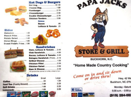 Papa Jack's menu