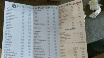 Bethel House Of Pizza menu