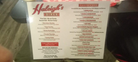 Haleigh's Diner menu