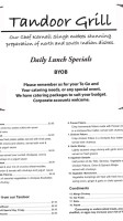 Tandoor Grill menu