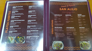 San Alejo menu