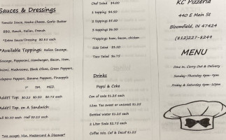Belly And Kecky's Pizzeria menu