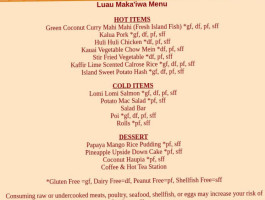 Luau Makaiwa menu