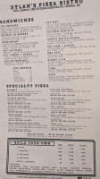 Dylan's Pizza Bistro menu