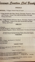 Bessemer Croatian Club menu