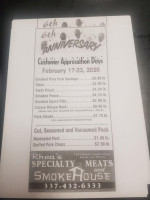 Rhea's Specialty Meat Smokehouse menu