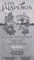 Los Jalapeno's Mexican menu
