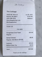 The Cottage menu