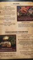 Thee Garage Steakhouse menu