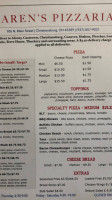 Karen's Pizzaria menu