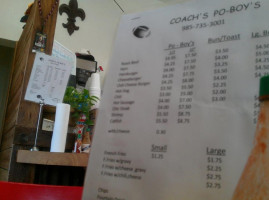 Coachs Poboy menu