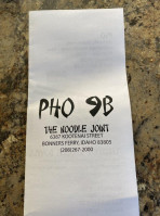 Pho 9b Noodle Joint menu