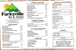 Forksville Inn Tavern menu