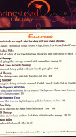 Springstead Lake Lodge menu
