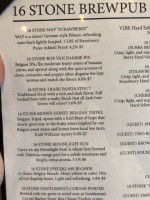 16 Stone Brewpub menu