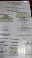 Granite Mountain Cafe menu