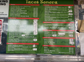 Tacos Sonora menu