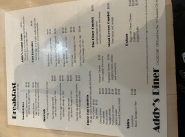 Addy's Diner menu