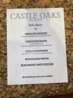 Castle Oaks Golf Club menu