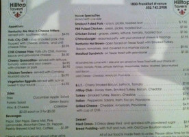 The Hilltop Tavern menu