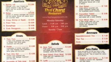 Thai Chang 2 menu