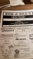 Bob-a-rea's menu