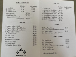 Bangkok Pai menu