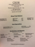 Vfw Beatty Post menu
