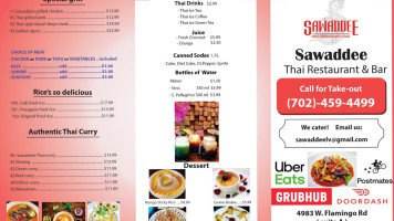 Sawaddee Thai menu