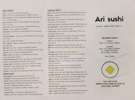 Ari Sushi And Grill menu