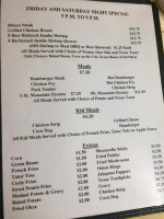 Hilltop Steak menu