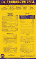 Vic's Touchdown Grill menu