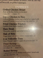 Tony's Steak Barn menu