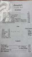 Amelia’s Diner menu