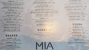 Mia Kitchen menu